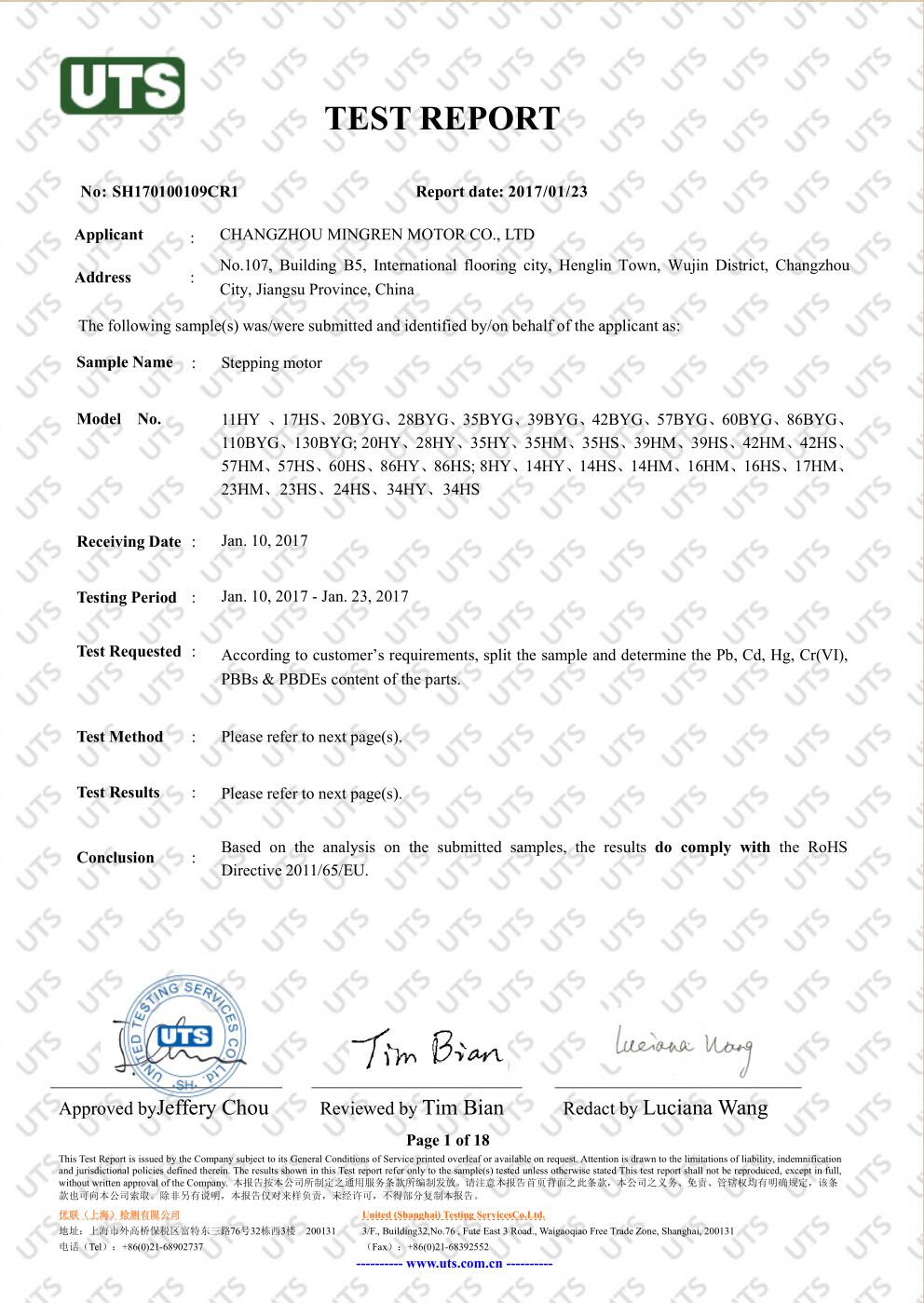 Rohs Certificate