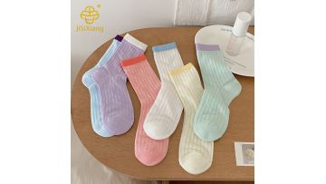 Korean version color blocking and contrasting long tube socks thin stacking socks