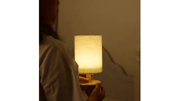 Bedroom Night Table Lamp Solid Wood Dimming LED Warm  Night Light Remote Control Log  Table Lamp1