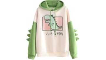 Custom Sweatshirt Casual Loose PlusSize Dinosaur Splicing Long-Sleeved Top  Womens Hoodie1