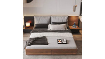 Nordic style furniture modern double Japanese-style bed tatami 1.8m board bed master bedroom storage bed1