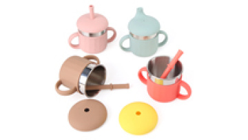 Leak-Proof Children's Silicone Sippy Stainless Steel Cup for Baby Feeding Water1