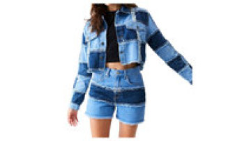 Trendy Ladies Denim Skirt Plus Size Patchwork Jean Jacket Set for Women1