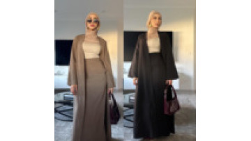 2025 Abaya Women Muslim Dress Islamic Clothing Fashion Dresses Women Top and Skirt 2 Piece Abaya Set Women's Clothing1