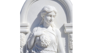 Carved White Marble Statues Pair Floral Alcove Decor