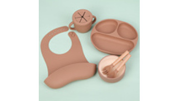 New Products BPA Free Kids Silicone Bowl Spoon Set Baby Feeding Gife Bamboo Silicone Dishes Dinner Plate With Suction Cup1