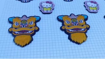 The lion dance cultural characteristic woven label