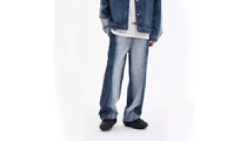 Custom Mens Elastic Waist Washed Pocket Denim Jeans for Men Wide Leg Pants1
