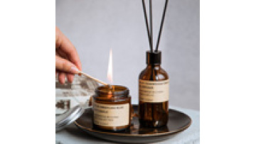 Wholesale in Stock Luxury Empty Amber Round Glass Candle Jar with Metal Lids1