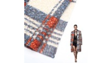 Curly Italian Boucle Fabric 100% Polyester 300gsm Printed Check Brushed Fleece Knitted Fabric for Women Coat1