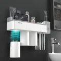 Magnetic Toothbrush Holder Inverted Cup Wall Mount Stand Bathroom Toothpaste Cleanser Storage Rack Bathroom Accessories Set