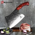 SHUOOGE Very large Full Tang Handmade Forged Chef Knife Hard Clad Steel Blade Butcher Slaughter Cleaver Knife Kitchen Chopping