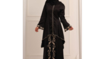 Abaya Dubai Turkey Muslim Fashion Hijab Dress O-neck Embroidery Decoration Elegant 2 Piece Dubai Abaya Set Soft Satin Kimono1