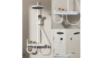 Zb4046 Modern Aluminum LED Temperature Display White Bathroom Complete Shower Set1