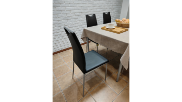 BR-24A35 Elegant High-Back PU Chair with Durable Silver Metal Frame