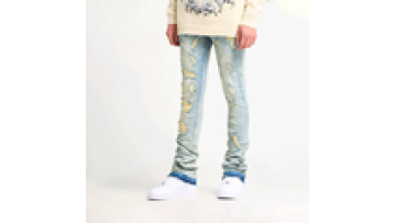 Customized Fashion Super Skinny Jeans strech pants damaged track destroyed ripped men jeans1