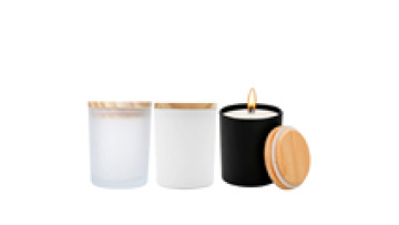 200ml Transparent Matte Black Frosted Empty Candle Glass Jar with Wood Lid1