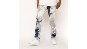 Custom Flare Skinny Bottom Tie Dye Stacked Jeans Men Denim Jeans pants1