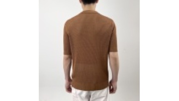 Men's Summer Short Sleeve Cotton Knit Polo Shirt with Honeycomb Texture1