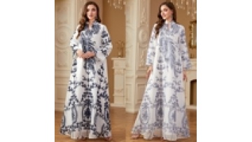 Abaya Femmes Robe Musulmane V-neck Long Sleeve Embroidery Muslim Abaya Elegant Women's Maxi Dress1