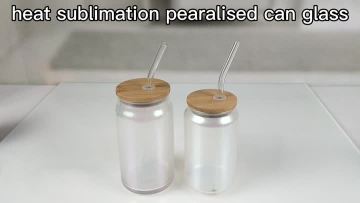 Iridescent Beer Can Shape Glass With Bamboo Lid