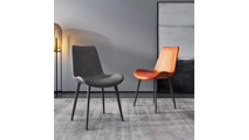 Hotel sale Nordic dining chair home dining room furniture leather upholstered dining chair with black metal leg1