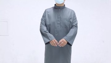 Islamic Clothing Long Sleeve Men Thobe Arab Jubba Arabic robes Muslim men's worship clothes washed velvet Qatar robe wholesale1
