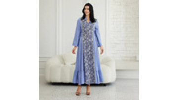 Ruffled Hem Middle East V Neck Women's Muslim Jalabiya Dubai Abaya Dress Slimming Islamic Robe with Drawstring for Eid Ramadan1