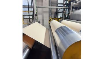 Livite 680GSM light beige matte PVC high quality coating tarpaulin materials is in production.