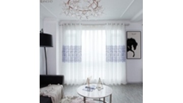 ShaoXing factory hot sell  yarn fabric  curtains with sheer window embroidery voile curtain For The Living Room1