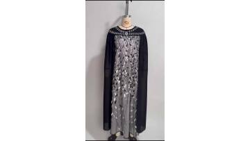 Luxury Rhinestone Cape Abaya Dress
