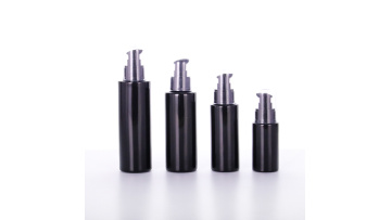 Black straight shoulder glass lotion bottle