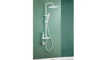 Luxury Exposed Pipe Shower System Matte White Shower Set for Bathroom1