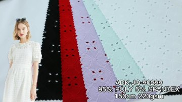 Latest design Beautiful low price  White polyester wholesale jacquard guipure textile fabric elastic  for dresses clothes1