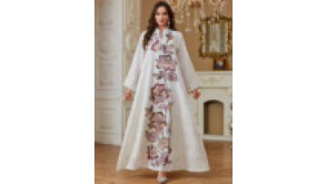 Traditional Middle East Jalabiya Dress Floral Embroidered Sequined Abaya Women Muslim Dress EID Applique Abaya Robe1