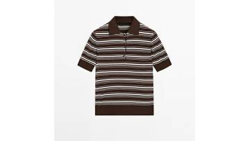 Women's minimalist workplace striped pure cotton polo shirt