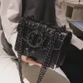 Fashion Female Square Bag New Quality PU Leather Women's Designer Handbag Rivet Lock Chain Shoulder Messenger Bags