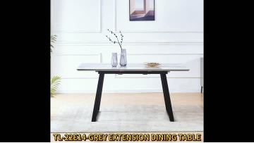 Modern Extendable Dining Table  | Sintered Stone Top & Matte Gray Iron Legs (160-200cm)