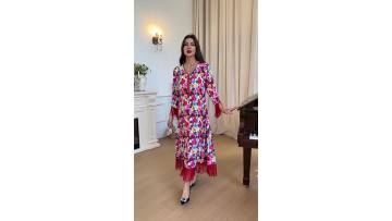 Floral Print Fringe Casual Maxi Dress (1)