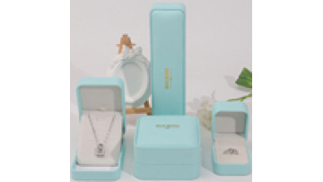 Han Hong New custom logo jewelry packaging box Blue leather jewelry box Square earrings necklace ring jewelry  box1