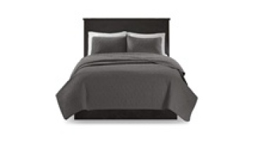 China Wholesale 3 Piece Solid Microfiber Bed Cover Gray Quilted King Embroidered Bedspread1