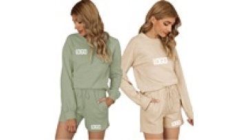 Fall Knitted Women Clothes Two Piece Cotton Shorts Fitness Set Woman Track Sets1