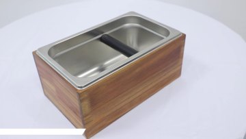 Coffee Tools Wood Coffee Ground Bucket Knocking Ground Stainless Steel Powder Box Coffee Grounds Bucket1