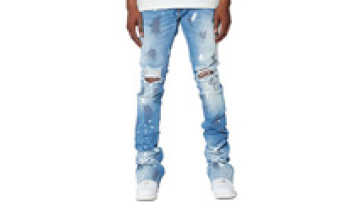 Custom logo New Design Custom designer jeans baggy Pants Ripped Washed Trousers Denim Men1
