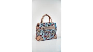 Tapestry Print Lock Top Handle Handbag