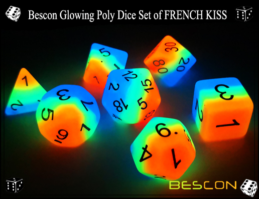 Bescon Glowing Poly Dice Set of FRENCH KISS-5