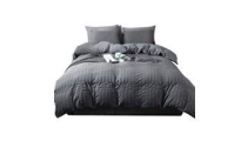 Seersucker Duvet Cover Set Queen Size 3 Pieces Dark Gray Ultra Soft Washed Microfiber Textured Duvet Cover with Zipper Closure1