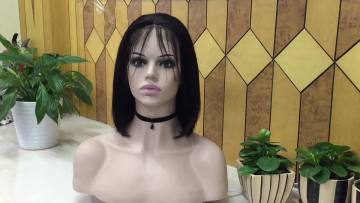 Brazilian Short Bob perruque perruque vierge Lace frontale Perruque femme noire1