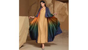 Eid Ramadan Reversible Gradient Satin Jacquard Design Abaya Cardigan Dubai Party Vacation Temperament Open Abaya Long Robe1