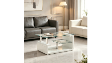 TL-14C19 Modern Rectangular Glass Coffee Table with Storage